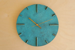 
            
                Load image into Gallery viewer, Japanese Cast Brass Clock &amp;quot;Quaint&amp;quot; Verdigris Finish made in Toyama.
            
        