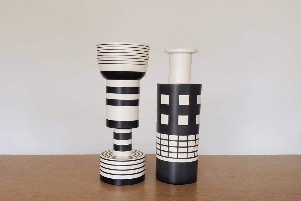 
            
                Load image into Gallery viewer, Ettore Sottsass Calice and Rocchetto Vases for Bitossi.
            
        
