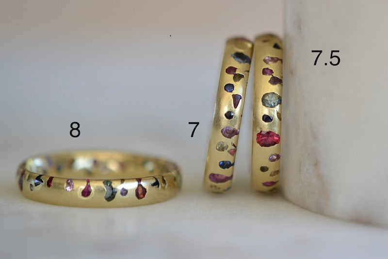 Classic confetti bands rings by Polly Wales in size 7.5, 7 and 8.