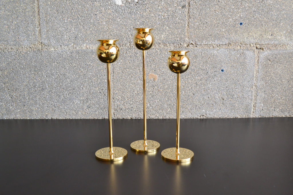 Brass Tulip Candle Holder Set of 3 | OK