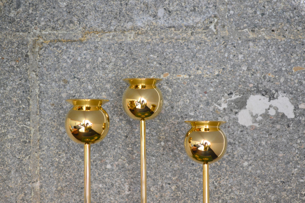 Brass Tulip Candle Holder Set of 3 | OK