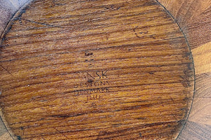 
            
                Load image into Gallery viewer, Stamp detail on Vintage Dansk Staved Teak Very Large Bowl.
            
        